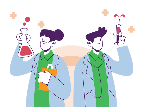 Professionnels de la santé effectuant des recherches  Illustration