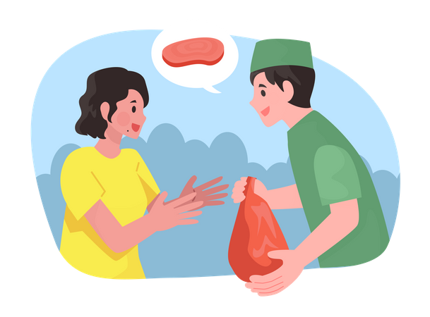 Qurban Sharing Tradition  Illustration