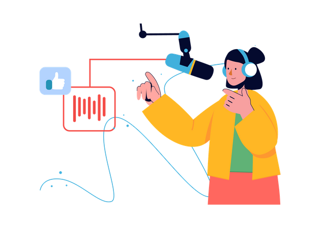 Jockey de radio faisant du podcasting  Illustration