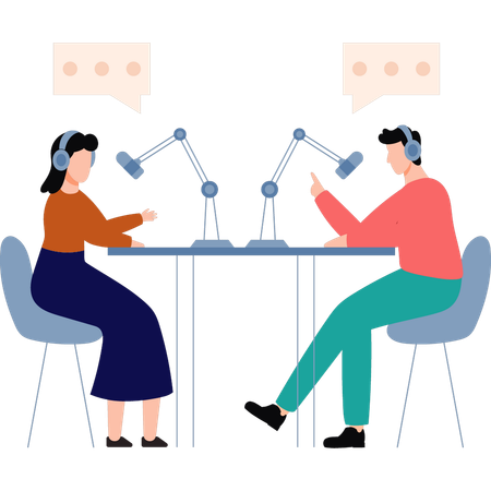 Le radio-jockey prend une interview  Illustration