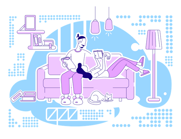 Read books together  일러스트레이션