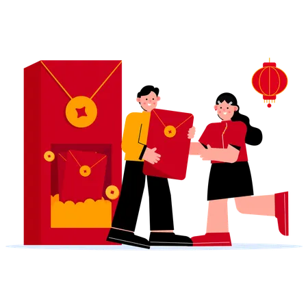 Recibir sobre rojo  Ilustración