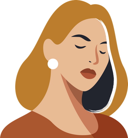 Retrato de rosto de mulher bonita  Ilustração