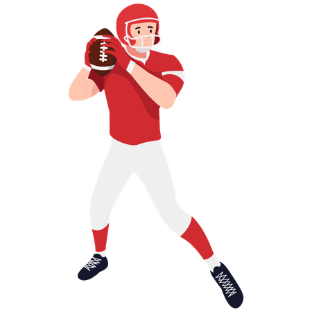 Rugby-Quarterback bereitet sich auf den Wurf vor  Illustration
