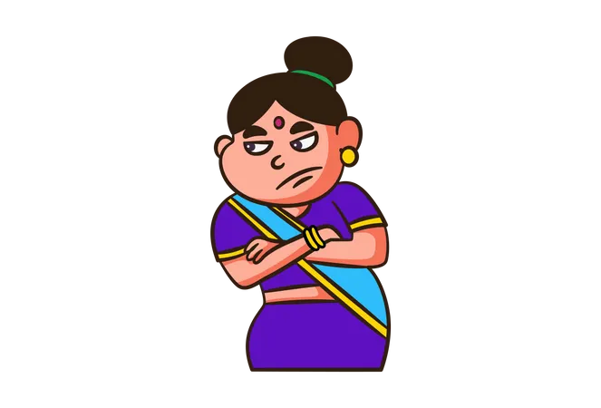 Sad Indian Woman  Illustration