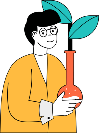 Scientist researching on plant  Illustration