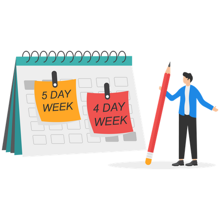 Semana de trabalho de 4 ou 5 dias  Ilustração