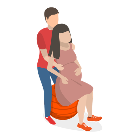 Senhora grávida fazendo ioga  Ilustração