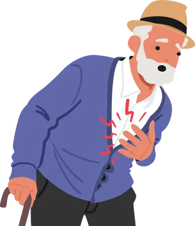 Senior Man Clutches His Chest In Agony  Illustration