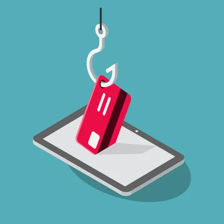 Símbolo de ataque de phishing em tablet  Ilustração