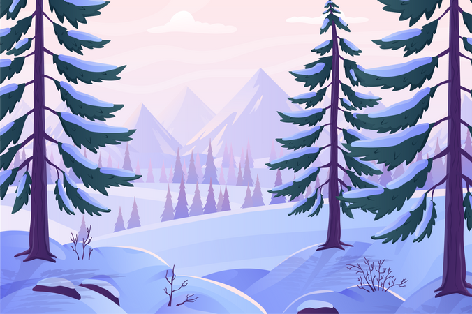 Snowy mountain  Illustration