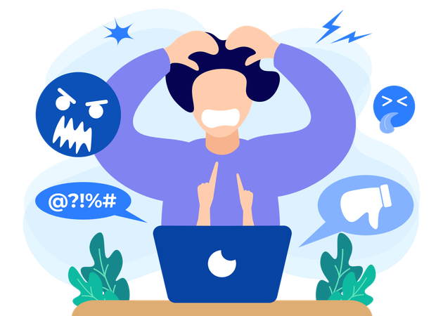 Social media bullying  イラスト