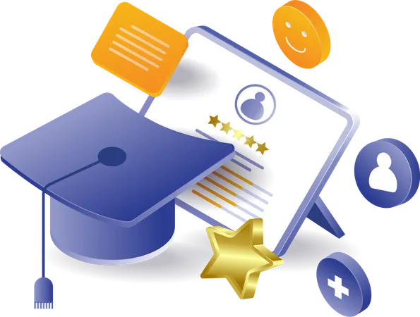 Datos de logros educativos del sombrero de graduación  Ilustración