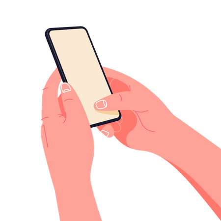Sosteniendo el teléfono con las dos manos  Ilustración