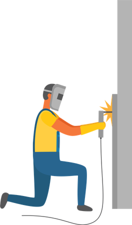 Soudeur avec instrument pour le vecteur de bricoleur de soudage  Illustration