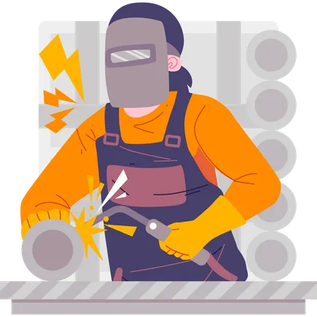 Soudeur faisant du soudage  Illustration