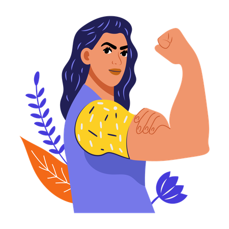 Strong woman showing biceps  Illustration