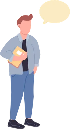 Student holding textbook talking  Illustration