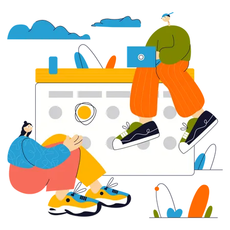 Students plan their lesson schedules  Illustration