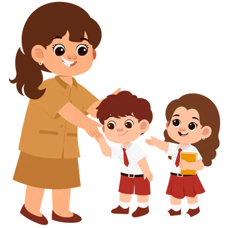 Students Shakes Hands With Teacher Illustration