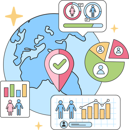 Study of customers worldwide  Illustration