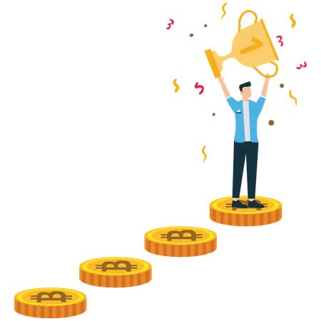 Sucesso de investimento em criptografia  Ilustração