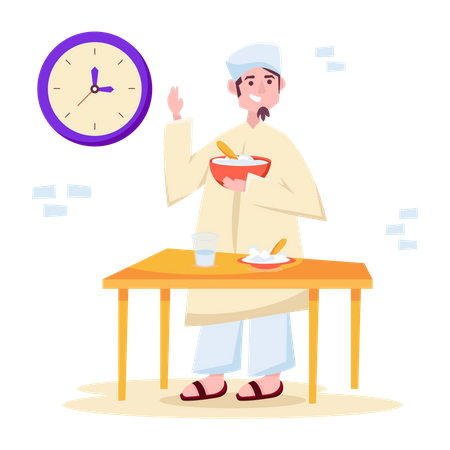 Suhoor Meal  Illustration