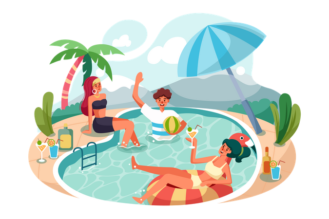 Swimming Pool Party  イラスト