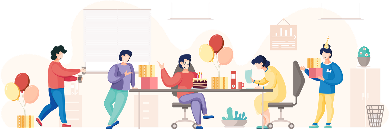 Team celebrates company anniversary  Illustration