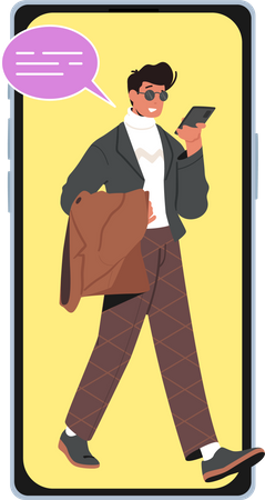 Teenager Student talking on mobile  Illustration