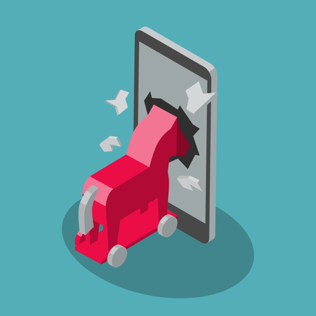Telefon trojaner adware angriff symbol  Illustration