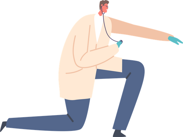 Tierarzt Arzt mit Stethoskop zu untersuchen  Illustration