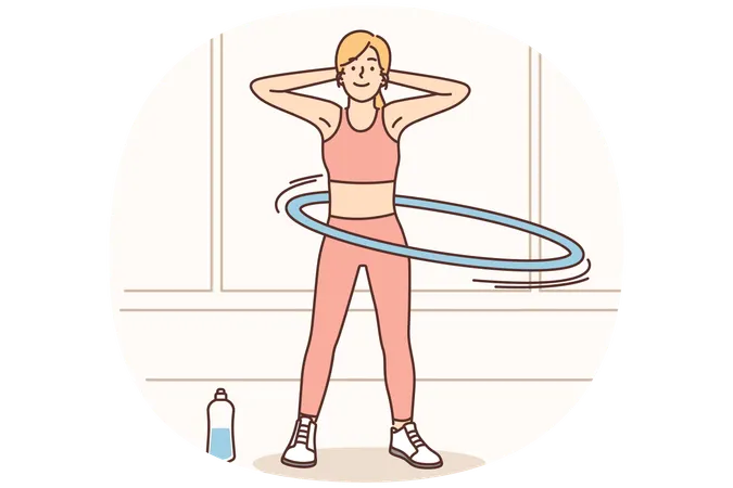 Toned woman training at home  Illustration