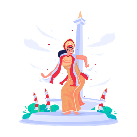 Traditional Indonesian dancer  イラスト