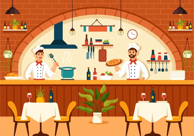 Traditional Italy Dishes  イラスト