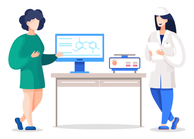 Travailleuses dans un laboratoire d'hôpital  Illustration