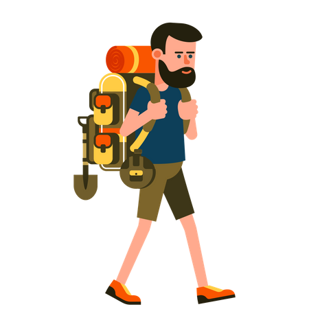 Turista com mochila  Ilustração