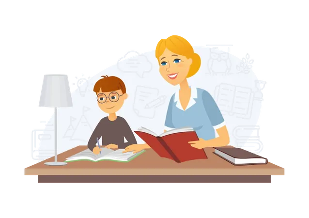 Tutor ensinando aluno Ilustração