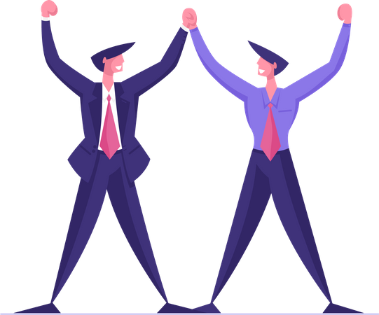 Two business employees cheering together  イラスト