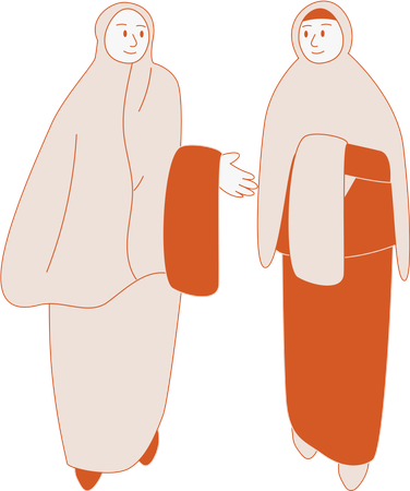 Two muslim woman wearing mukenas  Illustration