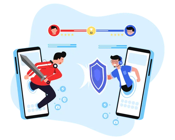 Two team of e-sports athlete competition  Illustration
