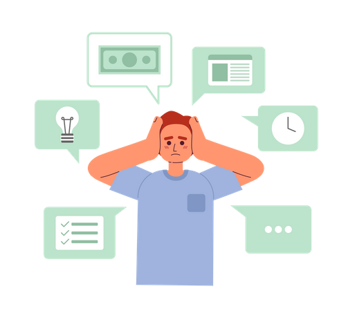 Überfordert durch freiberufliche Arbeit  Illustration