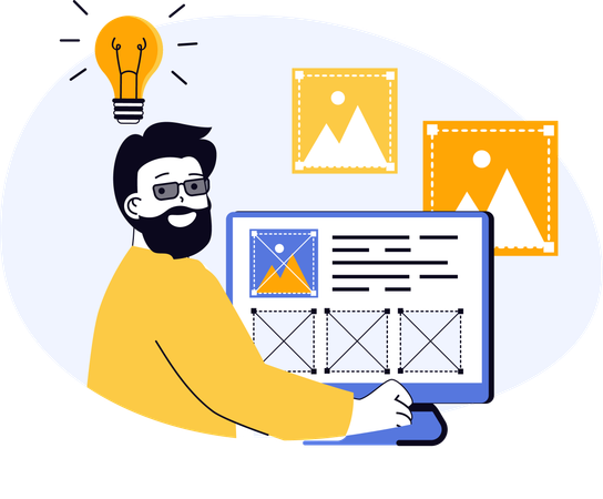 UI-UX-Designer arbeitet an Webvorlage  Illustration
