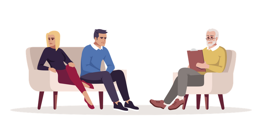 Unhappy couple consulting with specialist  Illustration