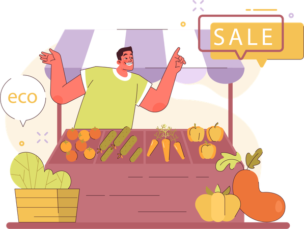 Vegetable seller  Illustration