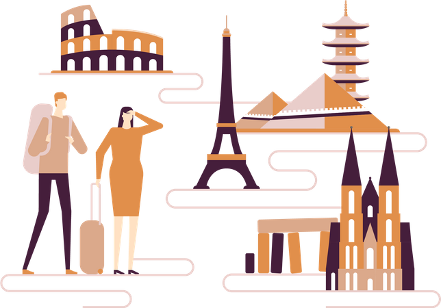 Viajar ao redor do mundo  Ilustração
