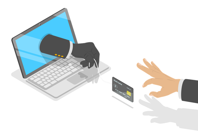 金融サイバー犯罪と詐欺の被害者  イラスト