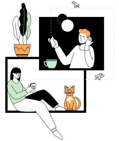 Video chatting with friend  Illustration