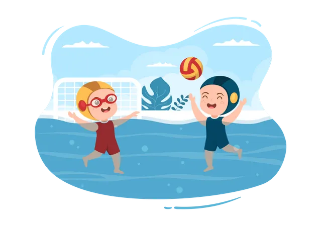 Water Polo players playing  Illustration