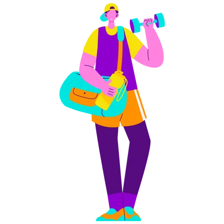 Wearing fitness outfit & stuff  Illustration